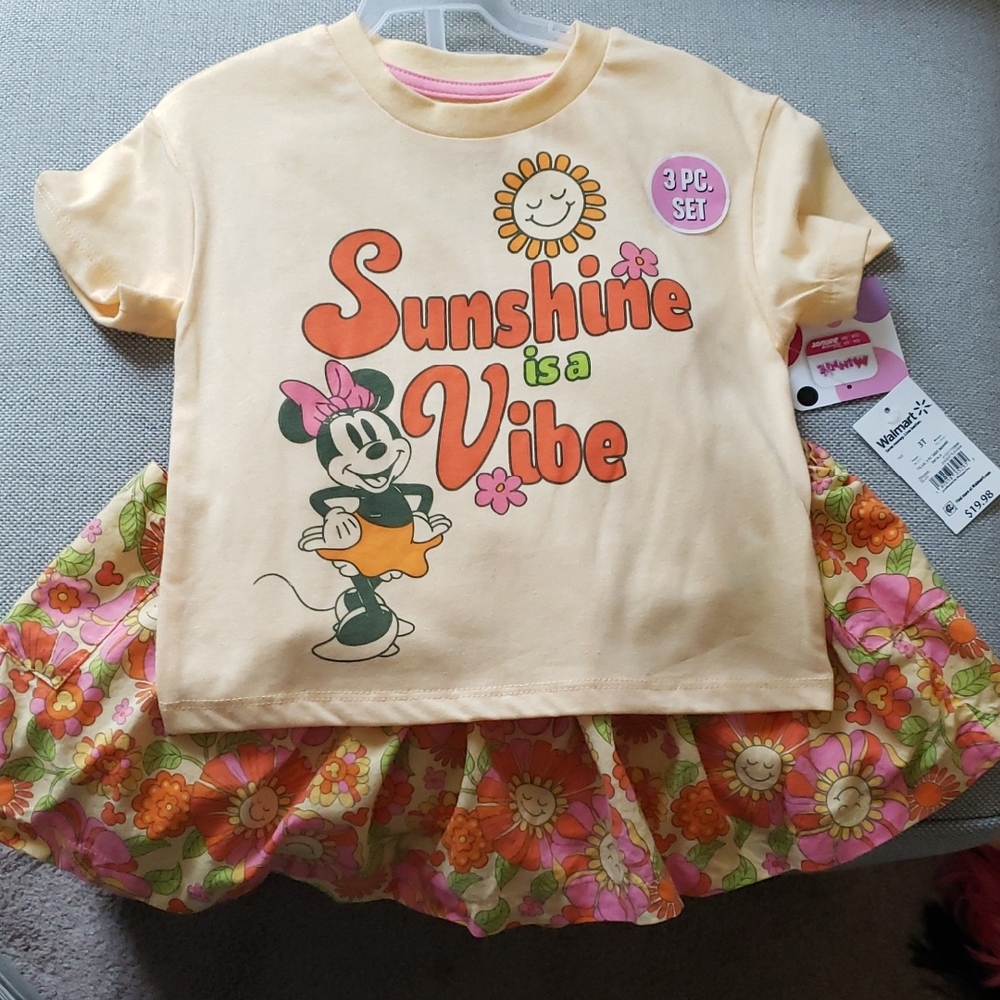 Disney Minnie Mouse Toddler Girls Sunshine Is A Vibe Set 3-piece 3T